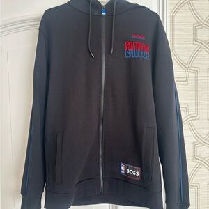 NBA HUGO Boss Black Zip-Up hoodie with Blue and Red Accents